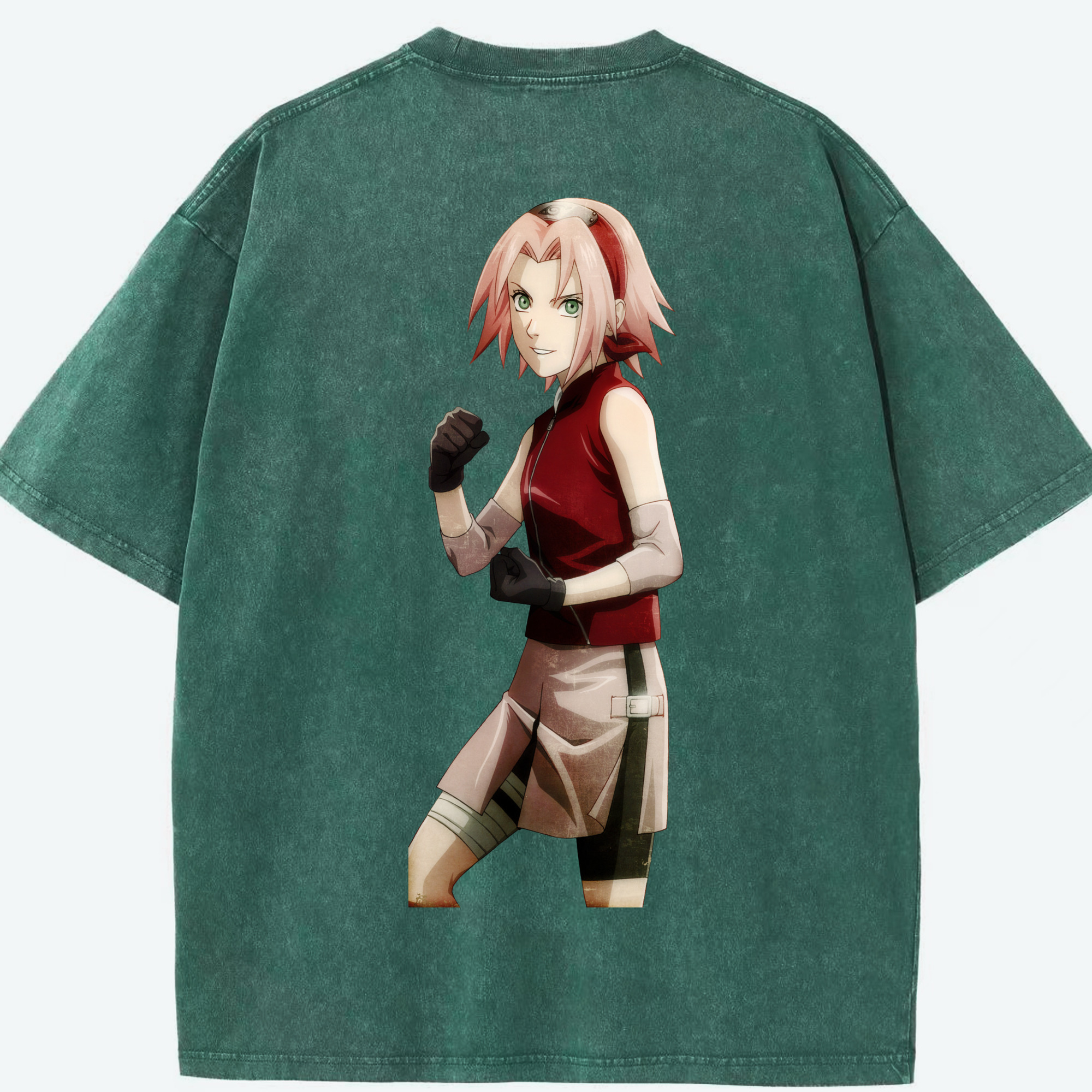 （画像用） NARUTO -ナルト- 春野サクラ Haruno Sakura 綿100% ヴィンテージ風 半袖Tシャツ（背面プリント）